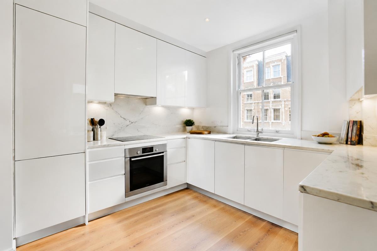 Clean white kitchen after an XGen deep clean